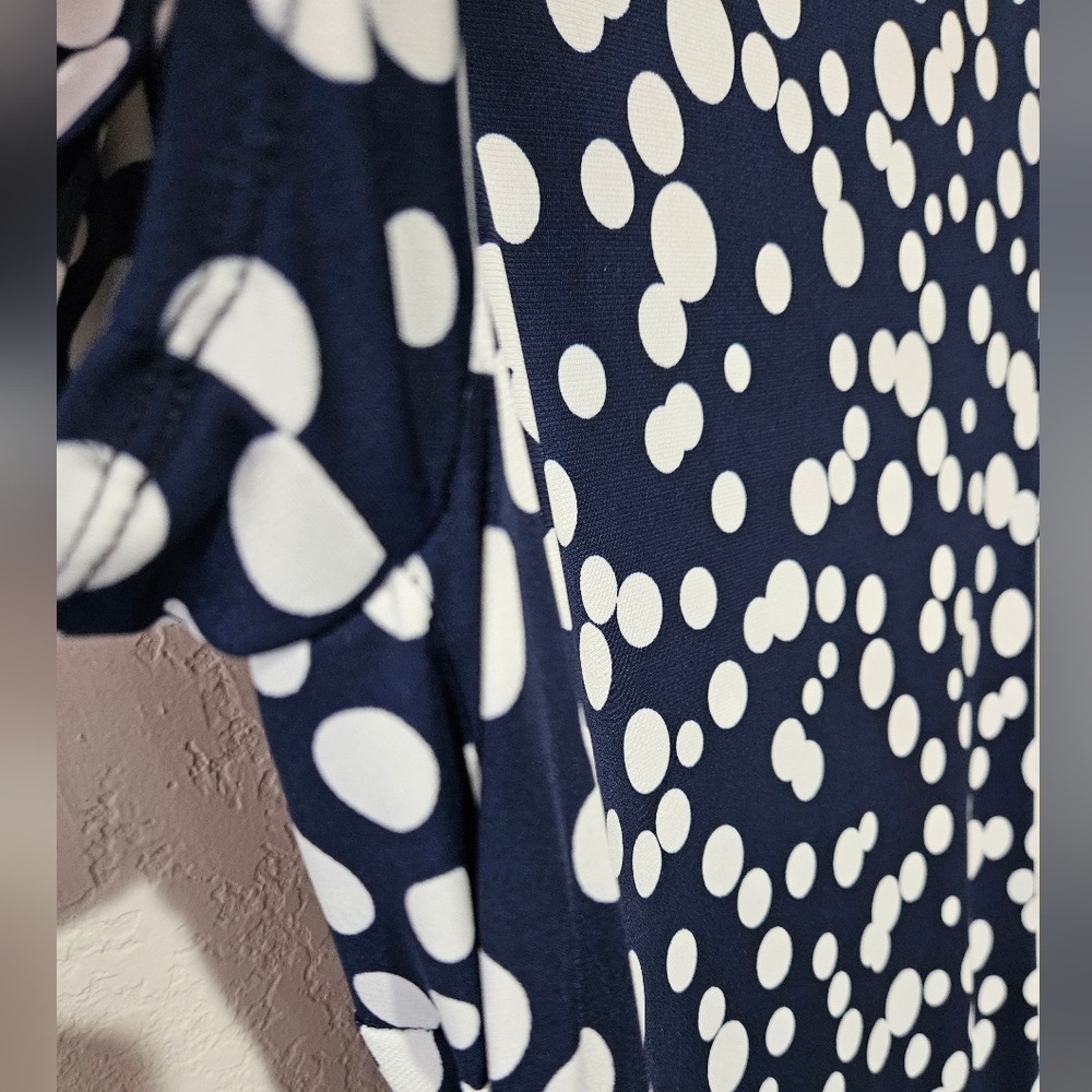 EUC Glamour Navy and White Polka Dot Midi Dress - Picture 7 of 8